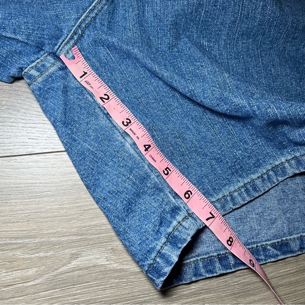 VTG Lee Mom Denim Jean Shorts 3 Blue Medium Wash High Waisted Side Elastic - Picture 9 of 9